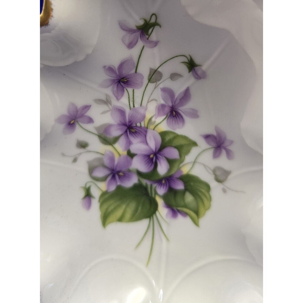 Trinket Dish Chamart Limoges France Hand Painted Violets 1940. B#24 - Picture 6 of 9
